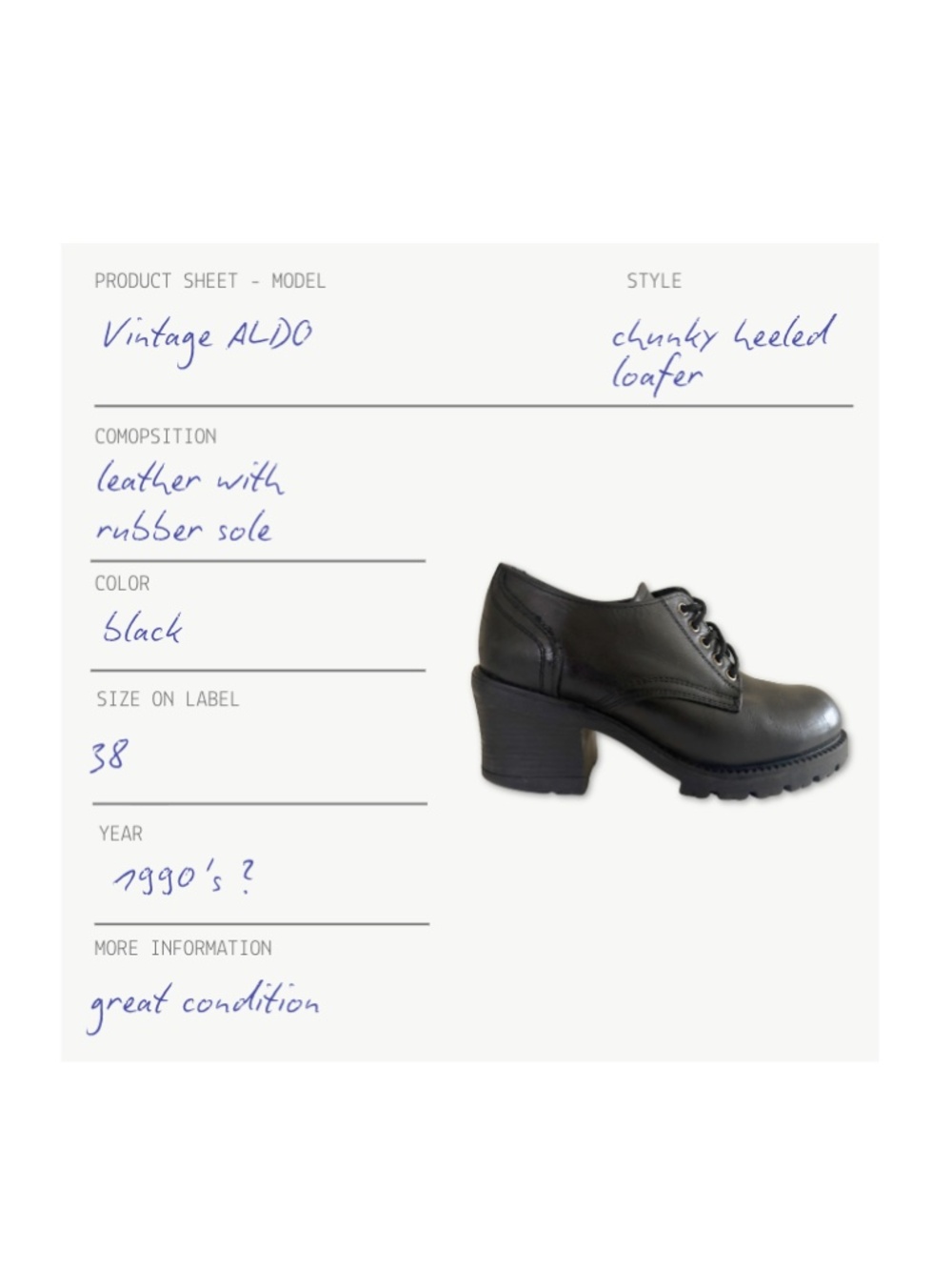 vintage aldo chunky heeled loafers - Picture 7 of 8